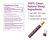 Supplement facts label and Rejuvia product on a white background