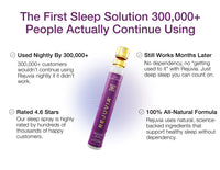 Rejuvia sleep spray with text highlighting its popularity and benefits on a white background