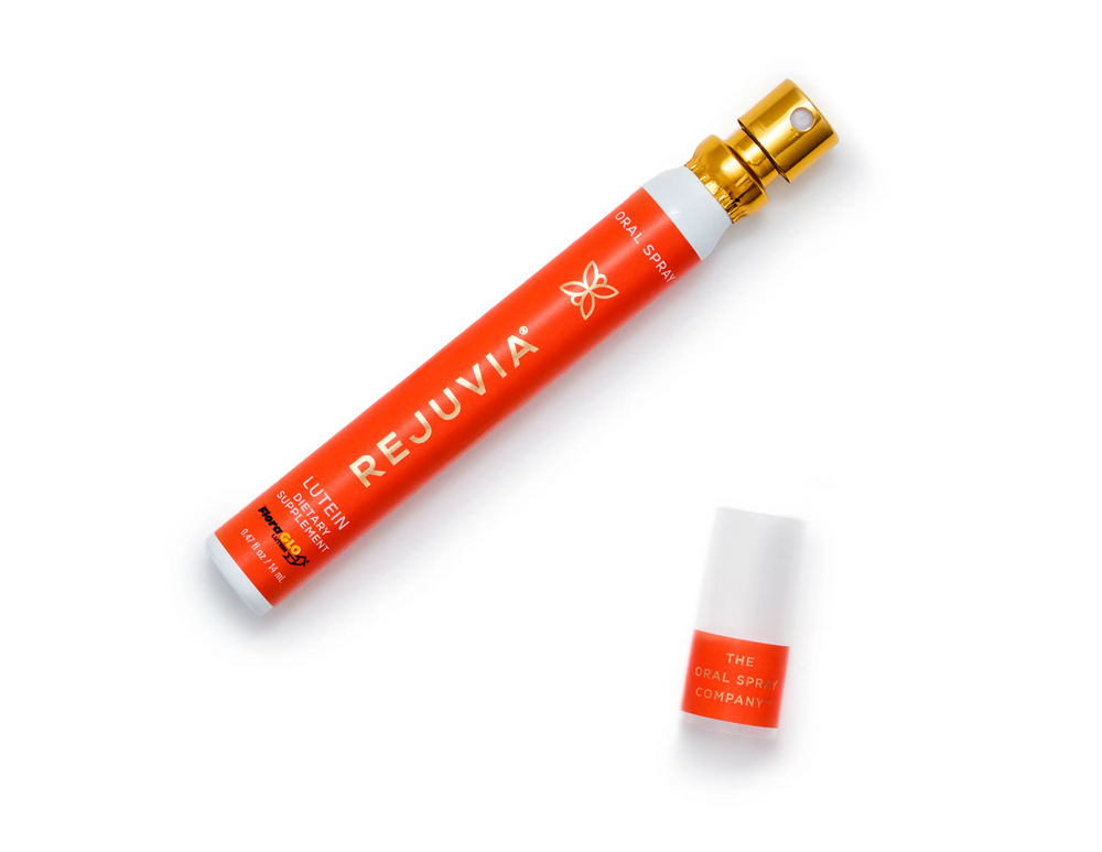 Rejuvia oral lutein dietary supplement spray on a white background
